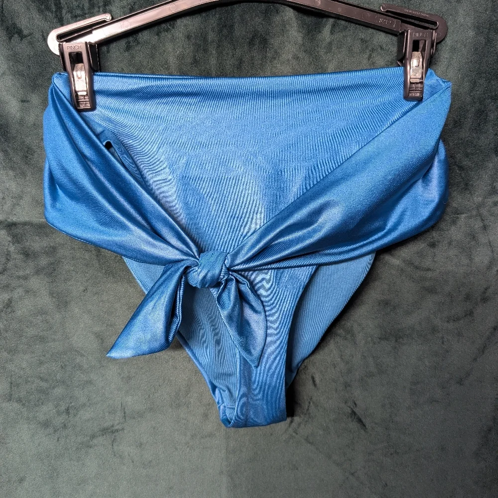 Agua Bendita Isabella Nettuno Blue Tie-Front Bikini Bottom Size Small NWOT
